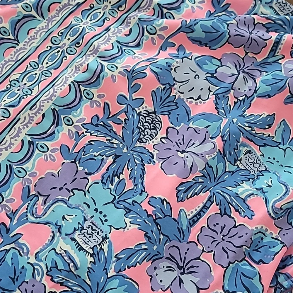 Lilly Pulitzer Bingham Midi Dress Soleil Pink Palm Parade Engineered - Picture 12 of 13